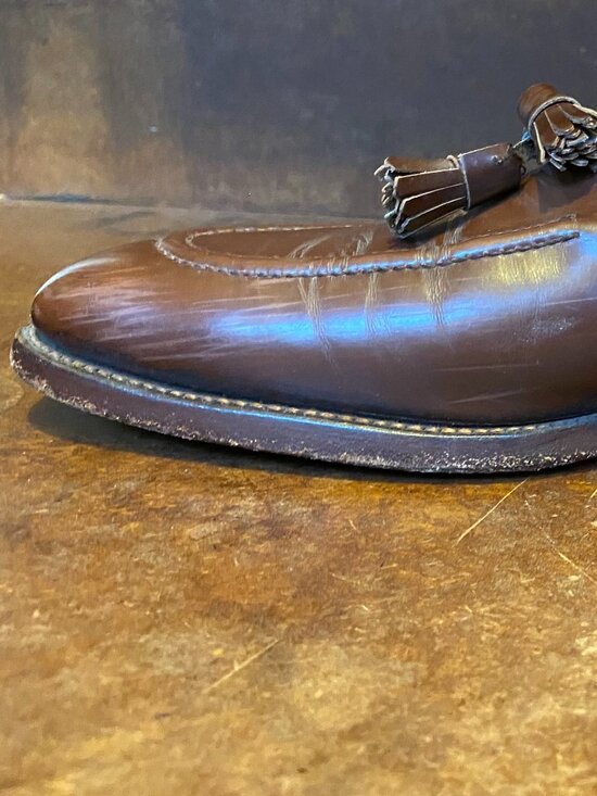 Vintage Alan McAfee London England Bullock Jones Brown Leather Tassel Loafers 11